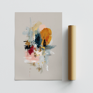 Modern Abstract Wall Art with Multicolored, Beige, Gray in studio decor