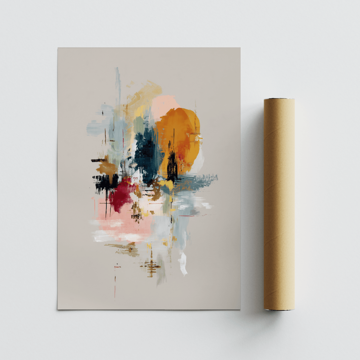 Modern Abstract Wall Art with Multicolored, Beige, Gray in studio decor