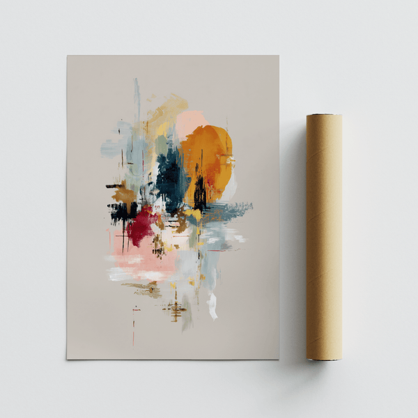 Modern Abstract Wall Art with Multicolored, Beige, Gray in studio decor