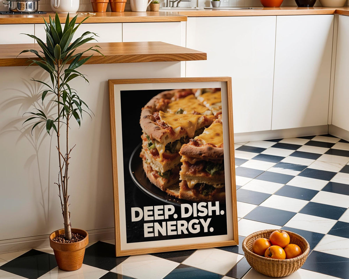 Pizza art as a foodie gift idea, styled in a fun and modern diner aesthetic.