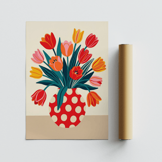 Beige and Green accented Floral Art Print for cozy reading nook
