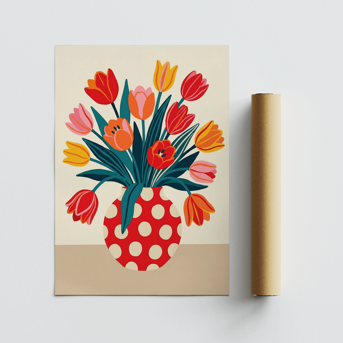 Beige and Green accented Floral Art Print for cozy reading nook