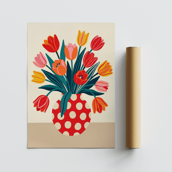 Beige and Green accented Floral Art Print for cozy reading nook