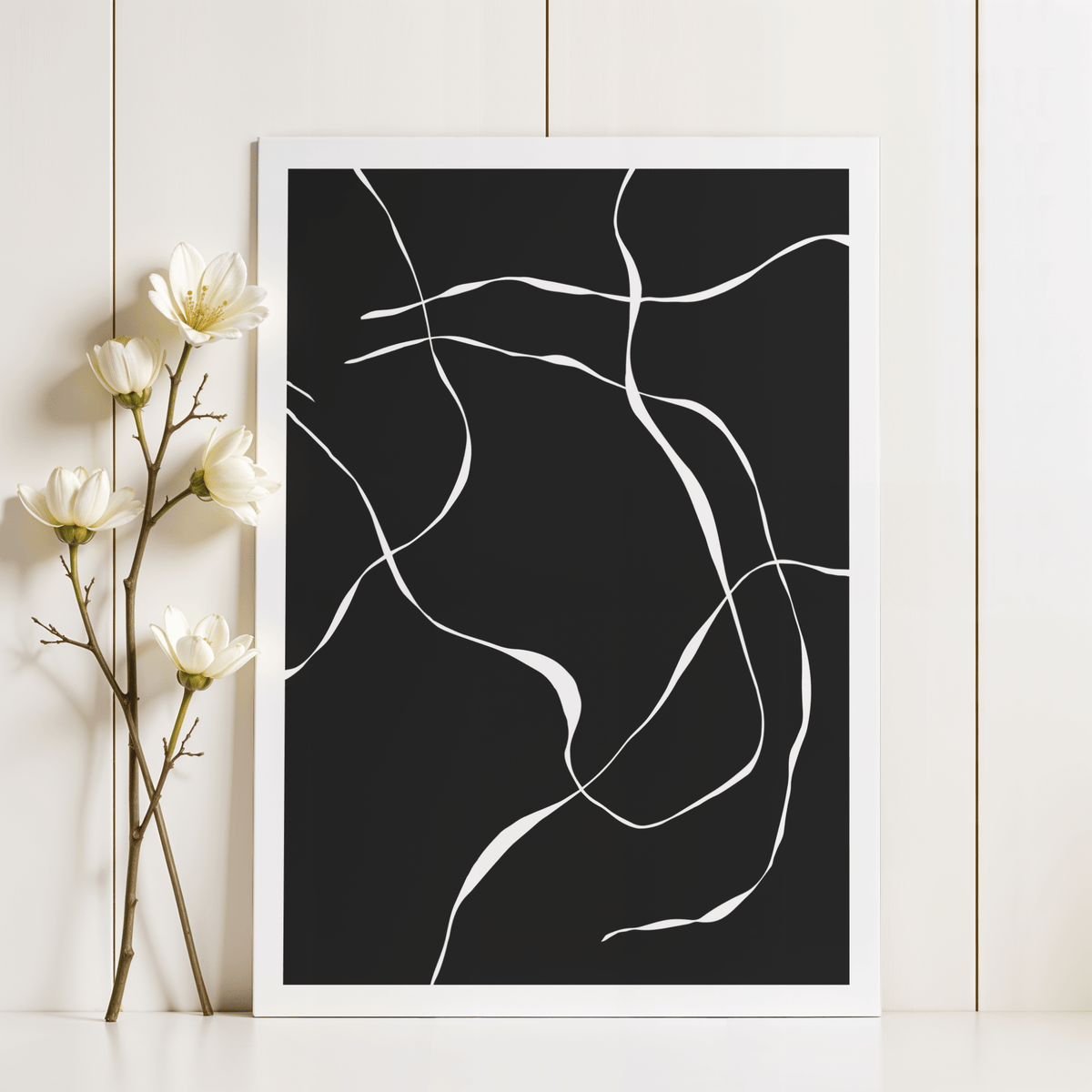 Abstract Lines Art Print flat lay of print with border