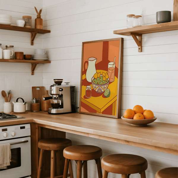 Orange and Green Mexican Cuisine Wall Art for dining room art print