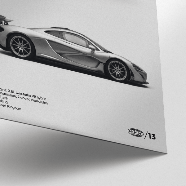 Mclaren P1 Print, gray and white design, perfect for study decor
