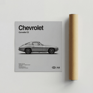 Classic grey sports car illustration for man cave wall art