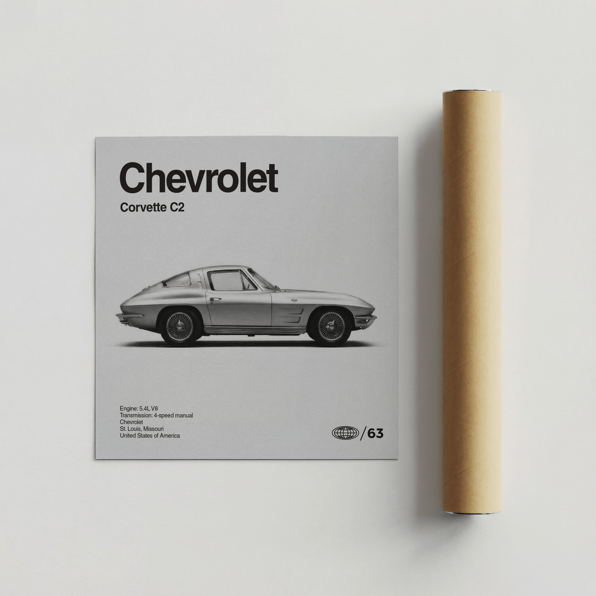 Classic grey sports car illustration for man cave wall art