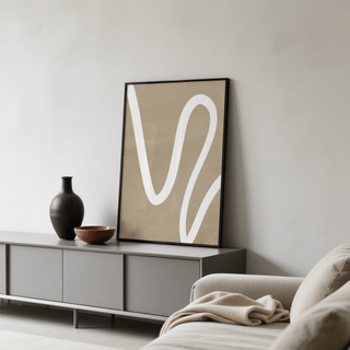 beige wall art, simple design in beige and white for home office