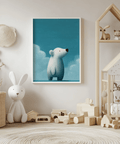 Cute Polar Bear Print wall art, perfect Blue and White for nursery