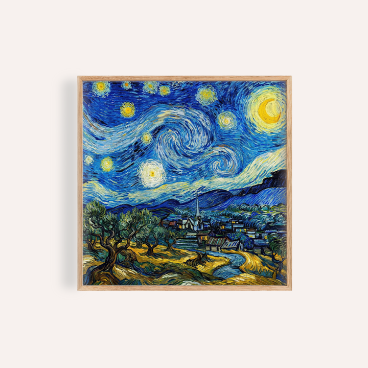 Starry Night Art Print with Blue and Yellow for living room wall art