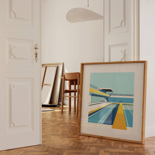 Geometric pool print design perfect for creative workspaces