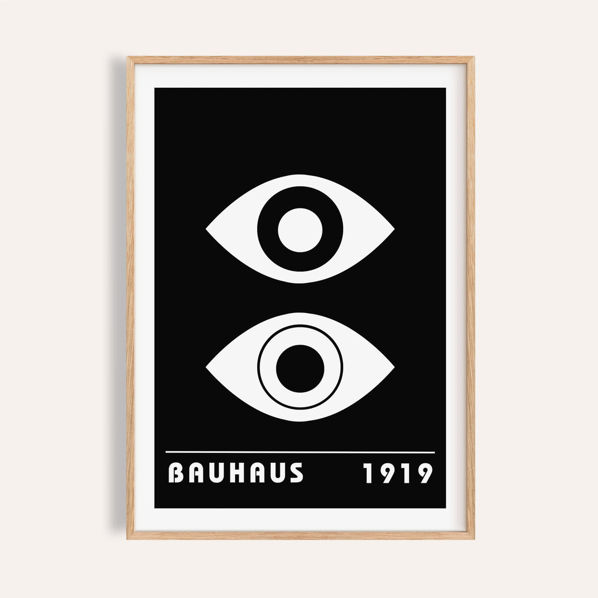 Eye art featuring a bold Bauhaus geometric design