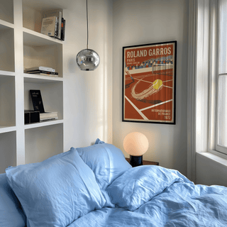 Vintage tennis poster wall art with Roland Garros text, Paris lettering, and crowd stands