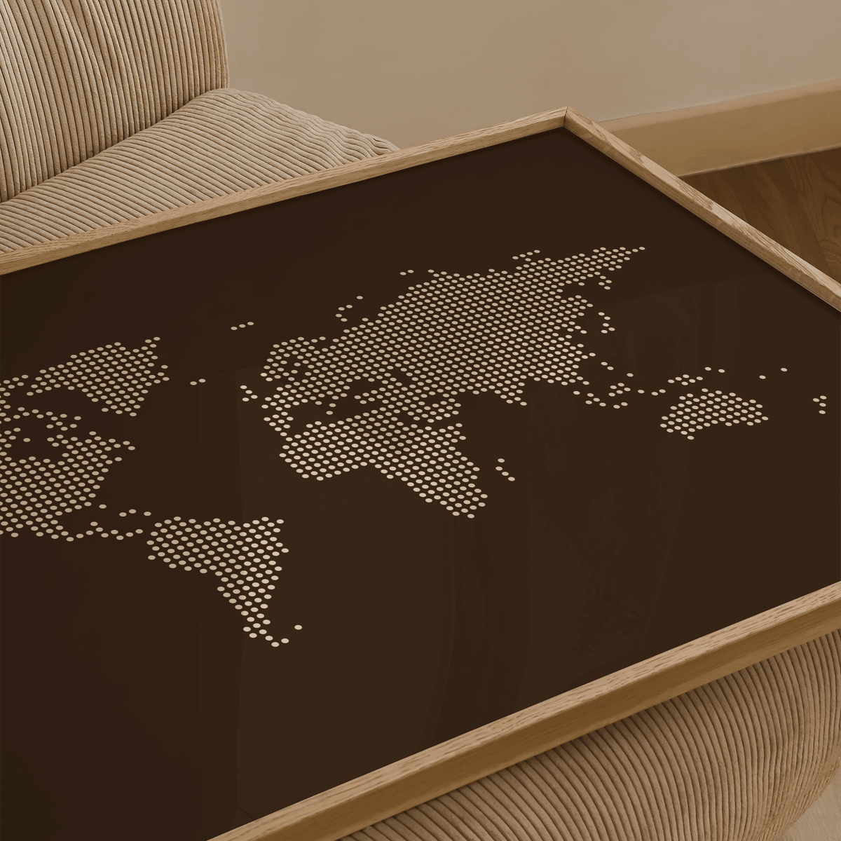 World Map Poster with Brown and Beige tones, ideal for home office