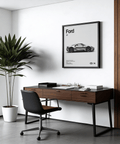 Ford GT Wall Art print in White, Gray, and Black for garage decor