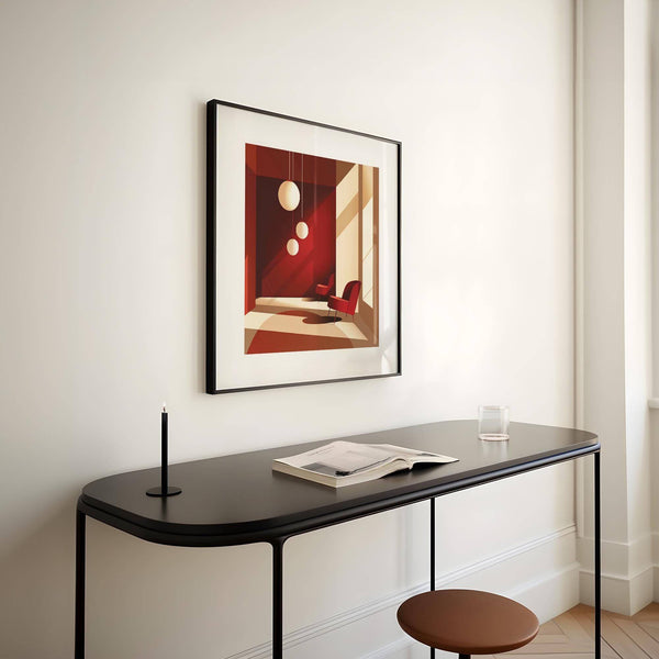 Interior architecture art print with structured composition