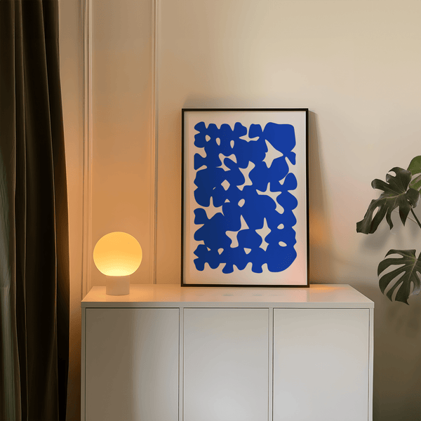 Modern Abstract Art wall art, blue and white, ideal for bedrooms