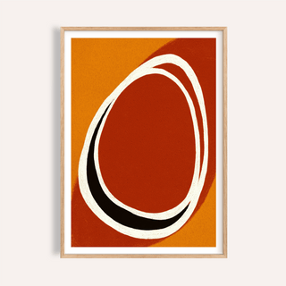 Abstract wall poster with layered oval ring shapes and negative space