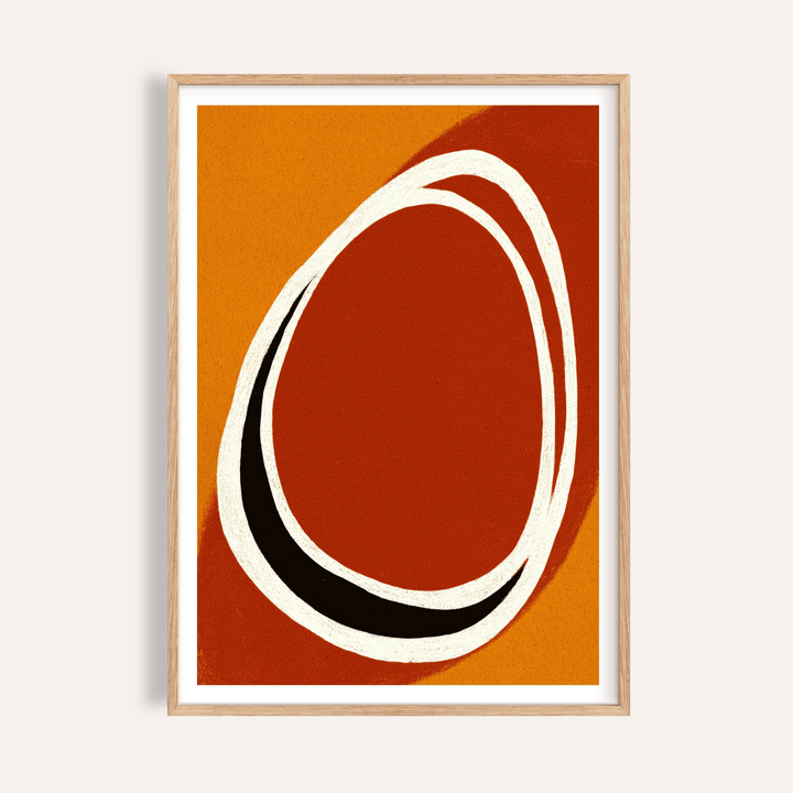 Abstract wall poster with layered oval ring shapes and negative space