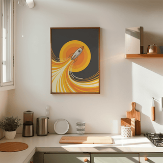 Rocket Wall Art poster, graphic Black sky, kids play area