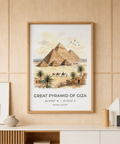 Giza Pyramid Wall Art travel illustration of three pyramids