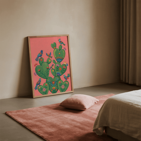 Colorful Cactus Art Print, perfect for playful family room wall art