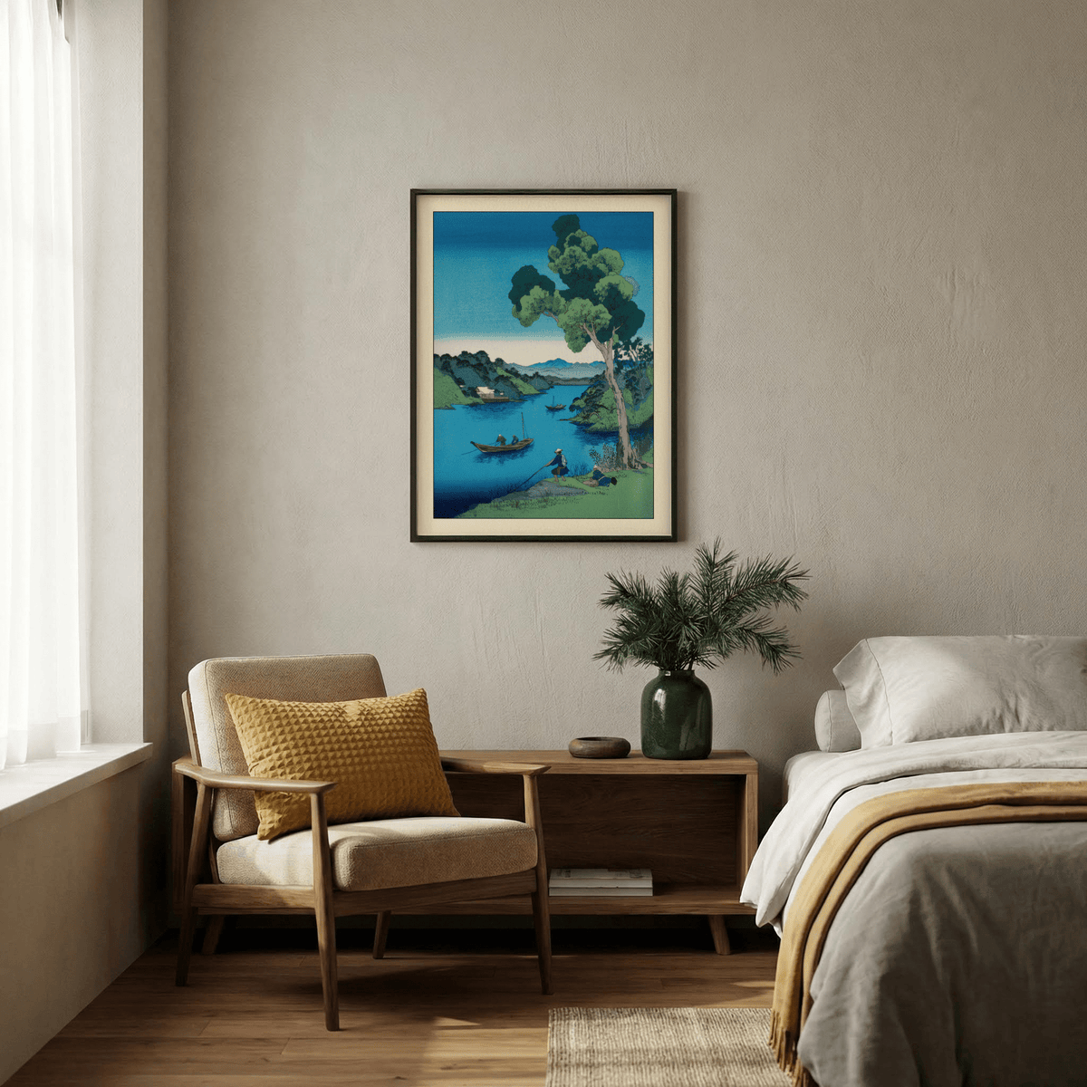 Serene waterscape art print with open negative space