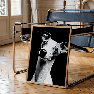 Dog Art Print in black, white for office wall decor