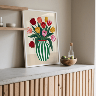 Tulip Art Print with Red tulips ideal for dining room wall art