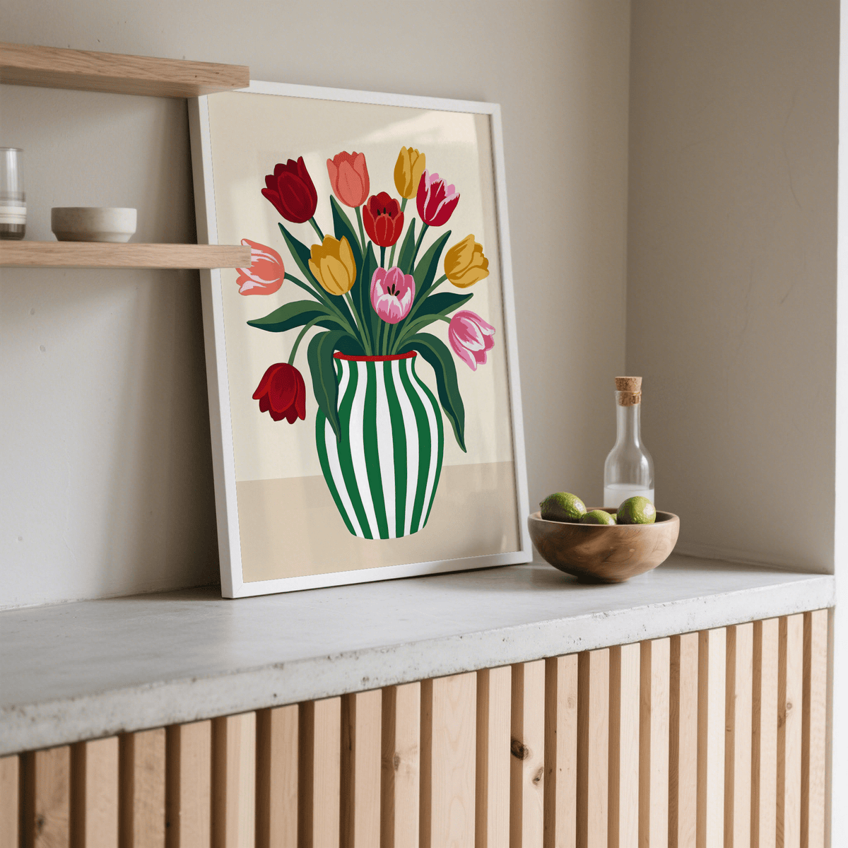 Tulip Art Print with Red tulips ideal for dining room wall art