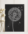 Modern Dandelion Poster black and white tones for hallway wall art