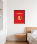 Shown as a football shirt poster with centered number 10 and name line on a simplified jersey silhouette