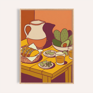 Taco Art Print with Orange and Green for kitchen wall art