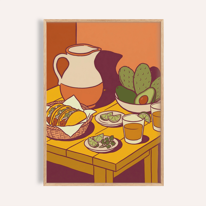 Taco Art Print with Orange and Green for kitchen wall art