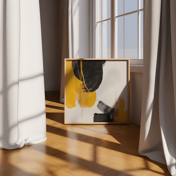 Contemporary Abstract Black and Yellow Art for hallway in yellow and black poster