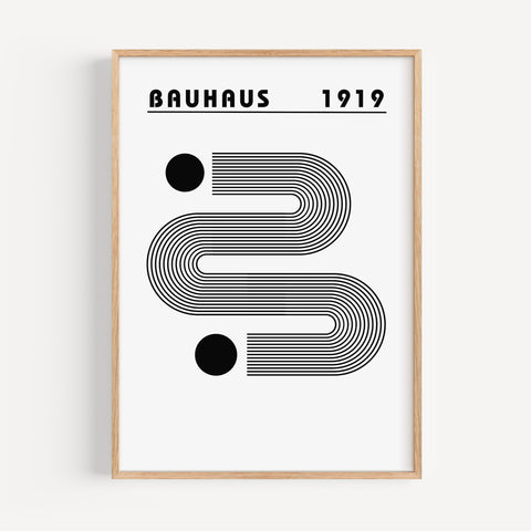 Black and white geometric Bauhaus wall art for modern spaces
