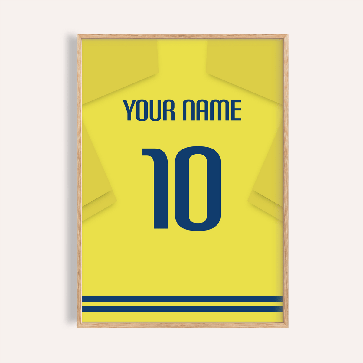 Football Shirt Poster in Yellow with Blue Number