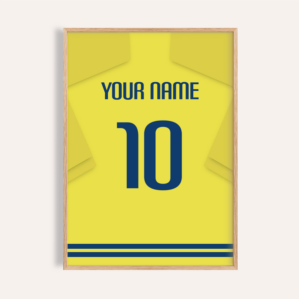 Centered jersey-back wall art print with YOUR NAME text and number 10