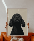 Modern Black Poodle Wall Art featuring main colors Beige and Black, art print for office