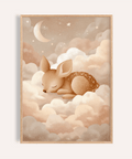 Sleeping Deer Wall Art in Pink and Beige for nursery print decor