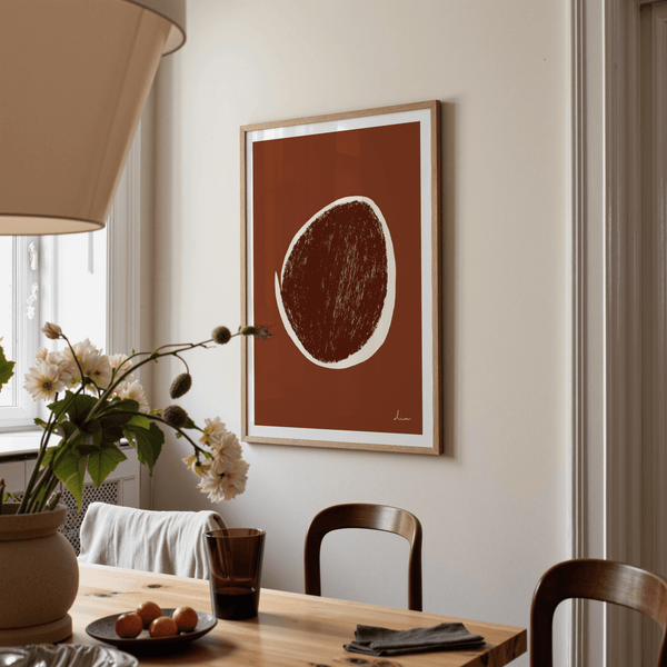 Abstract Earth Tone Art Print with off-center circle and clean negative space