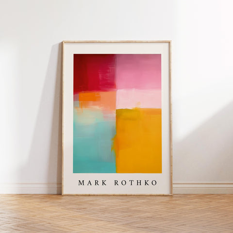 Abstract wall art inspired by Mark Rothko featuring bright colour blocks.