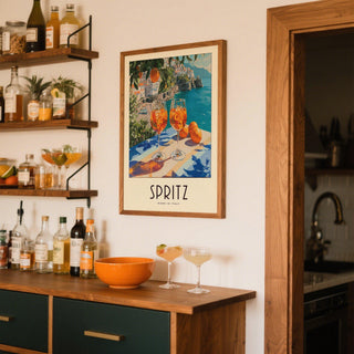 Bright spritz drinks in a colorful Cocktail Art Decor setting