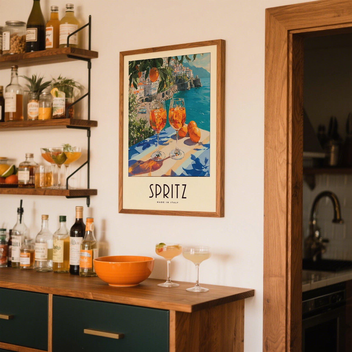 Bright spritz drinks in a colorful Cocktail Art Decor setting