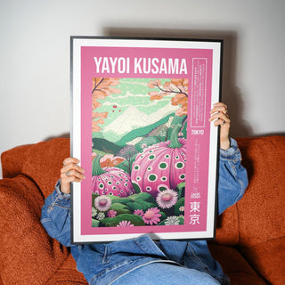 Whimsical nature scene featured in wall art with pink and green foliage.