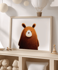 Cute Bear Print with Brown fur for children's bedroom wall art