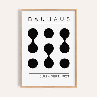 Black white geometric art print featuring bold Bauhaus shapes