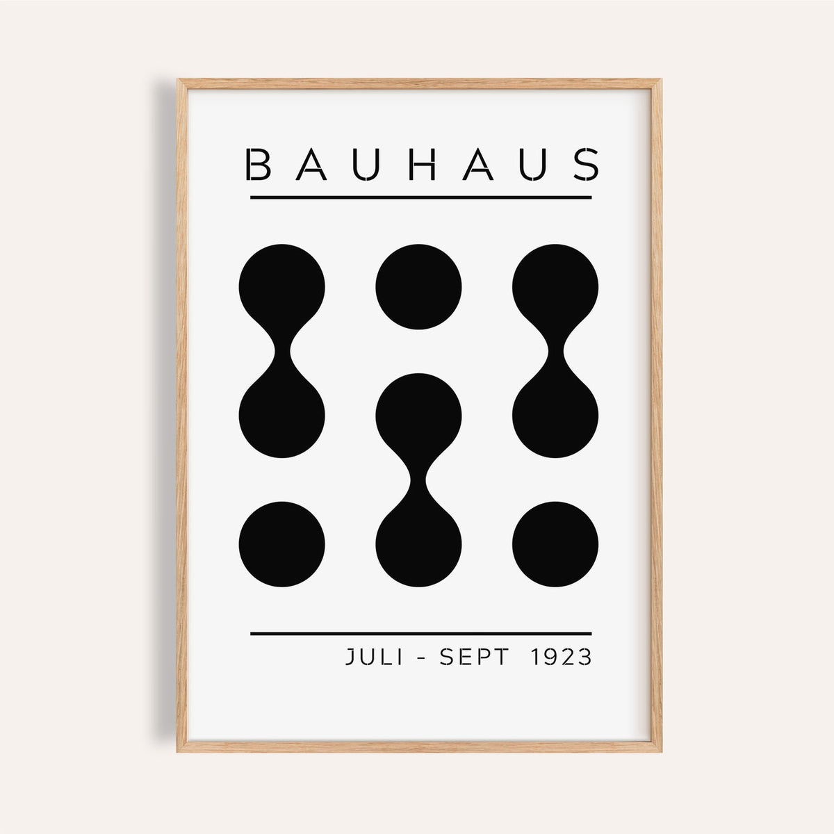 Black white geometric art print featuring bold Bauhaus shapes