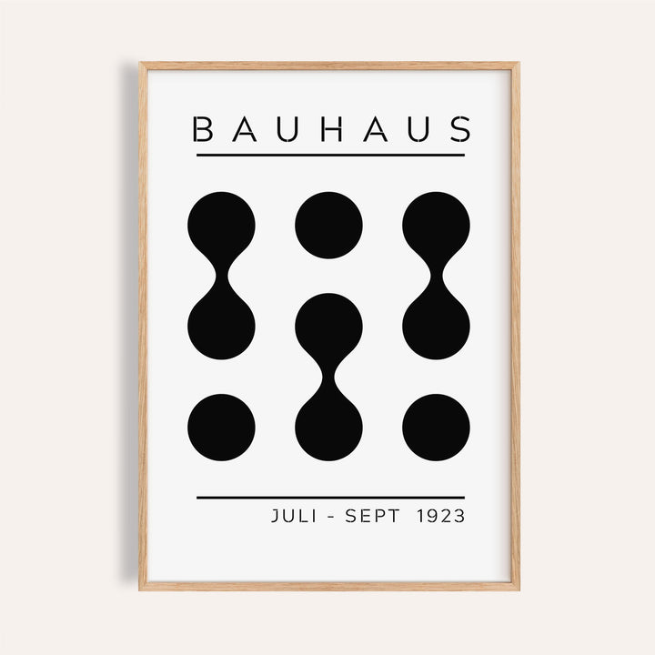 Black white geometric art print featuring bold Bauhaus shapes